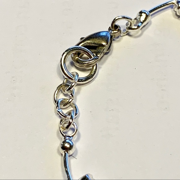 Silver Bracelet with Faux Diamonds Rhinestones - Picture 3 of 7